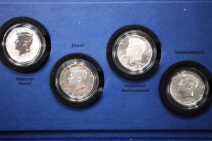 NobleSpirit 2014 USA 50th ANNIVERSARY KENNEDY HALF DOLLAR SILVER 4-COIN SET - Picture 1 of 11