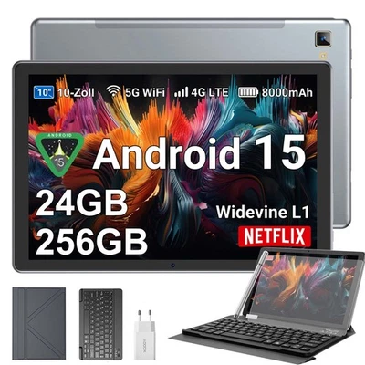 2025 Nueva Tablet Android 15 24GB RAM+256GB 8000mAh 10.1 Pulgadas 4G LTE WlFl 13MP IPS - Imagen 1 de 4