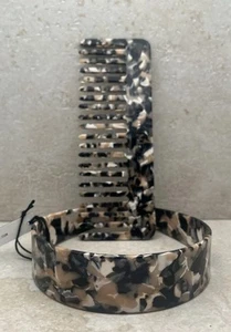 MACHETE Abalone 1.2' Wide Headband & Comb Set Hand Polished Italian Acetate NEW - Picture 1 of 3
