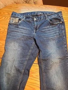 Rhythm in Blues Jeans Size 16 Reg  Blue Hourglass Shimmer Denim Stretch - Picture 1 of 6