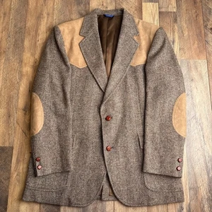Vintage 70s Pendleton Western Jacket Coat Men's Size 44 Herringbone Wool 6744 - Picture 1 of 12