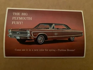 Original Plymouth Fury Dealer Promotional Card (Chrysler Motors) • 1966@ Nice - Picture 1 of 3