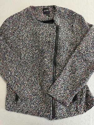 Nic + Zoe Jacket Womens Large Confetti Cotton Boucle Colorful Zip Office Blazer - Image 1 of 4