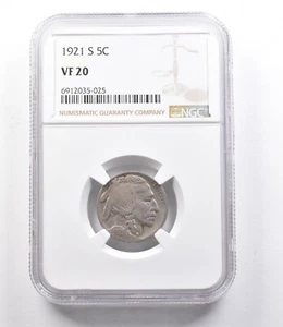 1921-S Indian Head Buffalo Nickel VF20 NGC *1952 - Picture 1 of 3