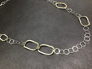 31 Zoll Sterlingsilber 925 Italien Kreis Rund Länglich Messing Glieder Halskette Vintage Nachlass - Bild 1 von 9