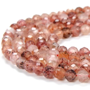 4MM Strawberry Quartz Gemstone AAA Micro Faceted Round 15 inch (80017474-P78) - Picture 1 of 3