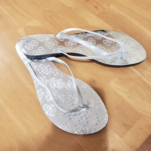 Guess Laidley2 Silver Formal Flip Flops with Rhinestones Size 8.5 - Picture 1 of 8