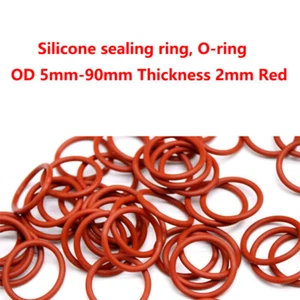  OD 5mm-90mm Thickness 2mm Red Food Grade Silicone HIGH TEMP Gasket O-Ring Seal  - Picture 1 of 5