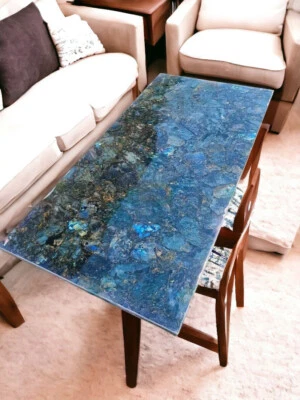 48"X24" Labradorite Stone Center Sofa Dining Table Crystal Healing Conference De - Image 1 of 4