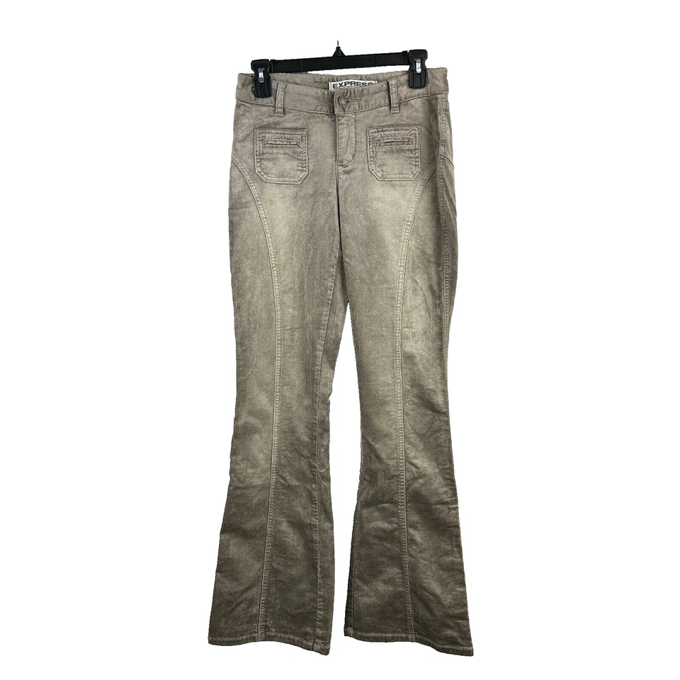 Vintage Y2K Express Pants Womens 2 Bronze Precision Fit Corduroy Flared Leg - Image 1 of 4