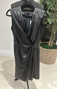 French Connection Black Satin Wrap dress Uk 8 - Picture 1 of 5
