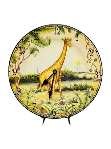 Porcelain Plate Wall Clock Giraffe Kids’ Room Decor 10” TESTED WORKS Cover