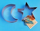 2 WILTON SOLID COPPER COOKIE CUTTERS CHRISTMAS STAR & CRESCENT MOON 