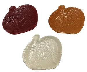 Turkey Shaped Plates Set of 3 Serving Fall Thanksgiving Micro Safe 3D Farmhouse - Picture 1 of 6