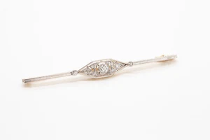 Altschliff Diamant Nadel Brosche in 750/18kt Gold/Platin, 4g, 0,25ct, N00. 3512 - Bild 1 von 3