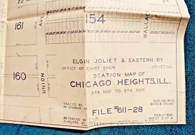 Elgin Joliet Eastern Railway Illinois Railroad Track Chart Chicago Hts Station Foto 1 de 4