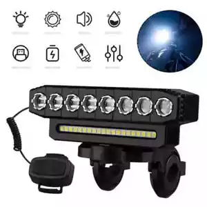 Bicycle Front Headlight Super Bright LED Bike Light USB Rechargeable Waterproof - Picture 1 of 15