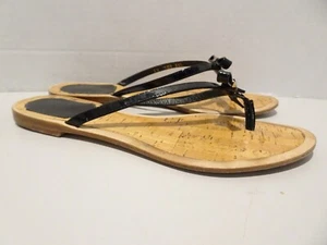 DIOR Starlet Mule Patent Black Flip Flops Flat Size 36.5 Bow Detail Logo Italy - Picture 1 of 4