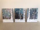 Klakla Canvas Art Blue Birch Trees Set of Three New