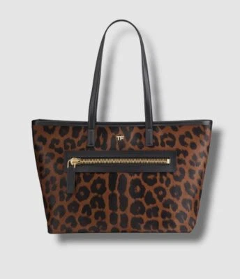$2951 Tom Ford Mujer Piel Marrón Doble Asa Cremallera Hombro Cartera Bolso de Mano Foto 1 de 4