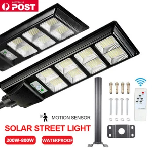 Solar Street Light Radar Sensor Remote IP65 Outdoor Garden Spotlight With Pole - Picture 1 of 14