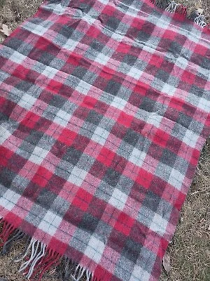 Vintage Pendleton Robe in a Bag Stadium Wool Blanket Red Gray Plaid  - Image 1 of 4