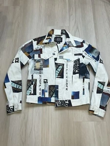 Bdg Urban Outfitters Denim Trucker Jacket White Graphic Print - Picture 1 of 9