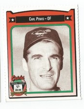 1991 Crown Coca Cola Baltimore Orioles Regional Card Carl Powis 1957