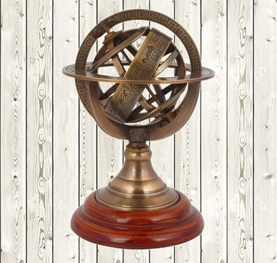 Antiguo armilar esfera de latón astrolabio de 5" coleccionable decoración náutica del hogar  Foto 1 de 3