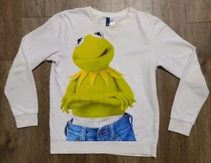 H&M The Muppets Sweatshirt Women's Medium Kermit the Frog Pullover Kermit Klein - Picture 1 of 14