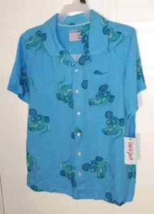 Camisa Cat & Jack Niño Azul Lagarto en Motocicleta Botón Delantero - Talla: M (8) - Imagen 1 de 2