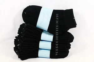 4-6 Kid's Boy's Girls Ankle Cut Comfort Black Socks Cotton Spandex Junior Anklet - Picture 1 of 1