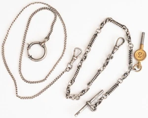 Two Possible Silver Antique Pendant OR Pocket Watch Chains! - Picture 1 of 18