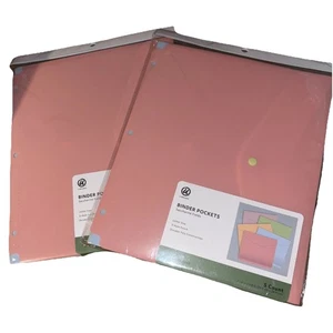 U Brands Binder Pockets 5-Pack Lot of 2 Pastel Colors Snap Close NEW - Picture 1 of 6