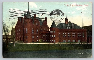 Vintage Y.M.C.A. Hartford Connecticut Postcard 1909 Red Brick Building - Picture 1 of 2