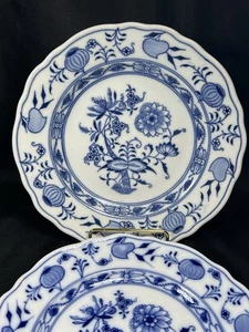 Set 2 piatti da insalata/dessert vintage Meissen Oval Mark Blue Cipolla 7,5" usati in ottime condizioni - Foto 1 di 20