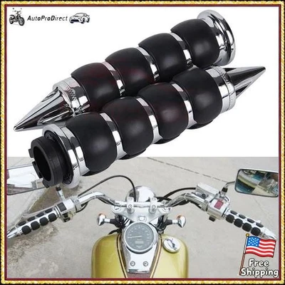 Empuñaduras de manillar cromadas de 1" para motocicleta Harley Chopper Bobber Suzuki Foto 1 de 4