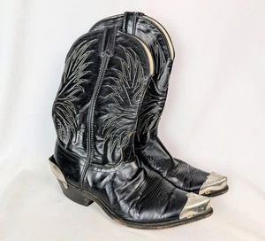 BOTAS OCCIDENTALES LAREDO PARA HOMBRE 9 EE Cuero Atlanta Punta Corta con Punta Plateada Tacón Borde - Imagen 1 de 13