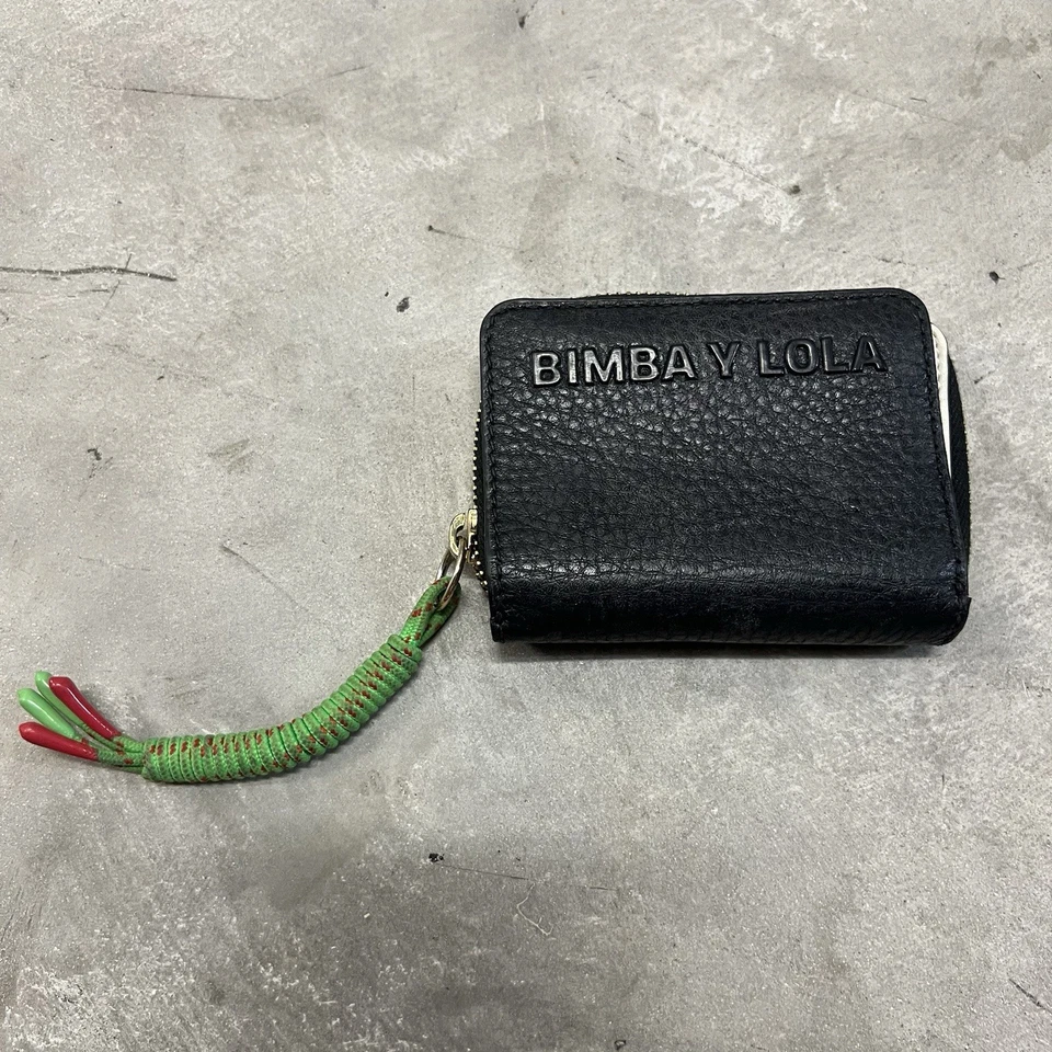 Bimba y Lola Muñequera Negra Billetera Tarjeta Monedero Nylon Logo Correa Ligera Foto 1 de 4
