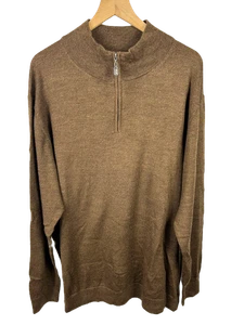 Turnbury Brown Quarter-Zip Sweater – Thrift 8/10 – Size 4XLT – Merino Wool - Picture 1 of 5