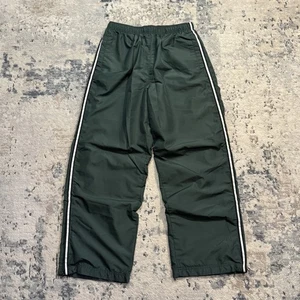 Vintage Old Navy Track Pants Mens Medium Green Windbreaker Lined Striped Pockets - Picture 1 of 12