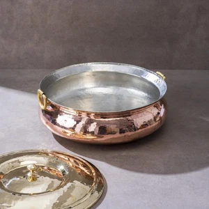 Copper Braiser with Lid, Wide and Shallow Copper Cooking Pot 100% PureCopper ... - Picture 1 of 9