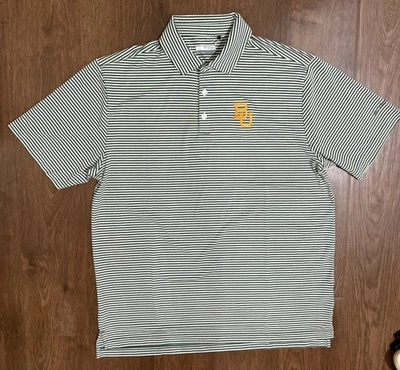 Columbia Baylor University Polo Mens Large Green Strpes - Image 1 of 4