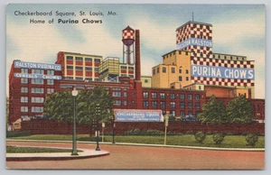 Postcard Vintage Checkerboard Square Purina Chows in St. Louis, MO. - Picture 1 of 2