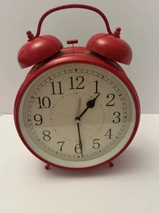 Pottery Barn Kids lg red double alarm clock. No back battery cover - works well! - Picture 1 of 4