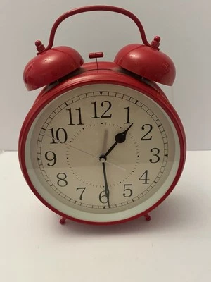 Pottery Barn Kids lg red double alarm clock. No back battery cover - works well! - Image 1 of 4