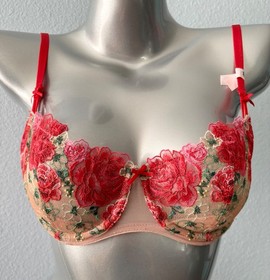 Victoria's Secret Bra Dream Angels Unlined Uplift Beige Floral Underwire Nwt