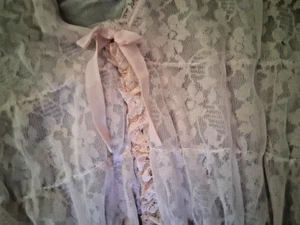 Vintage sz 32 long blush pink nightgown lace small - Picture 1 of 8