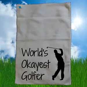 NEW 16"x24" white golf towel World's Okayest Golfer funny gift idea microfiber - Picture 1 of 1
