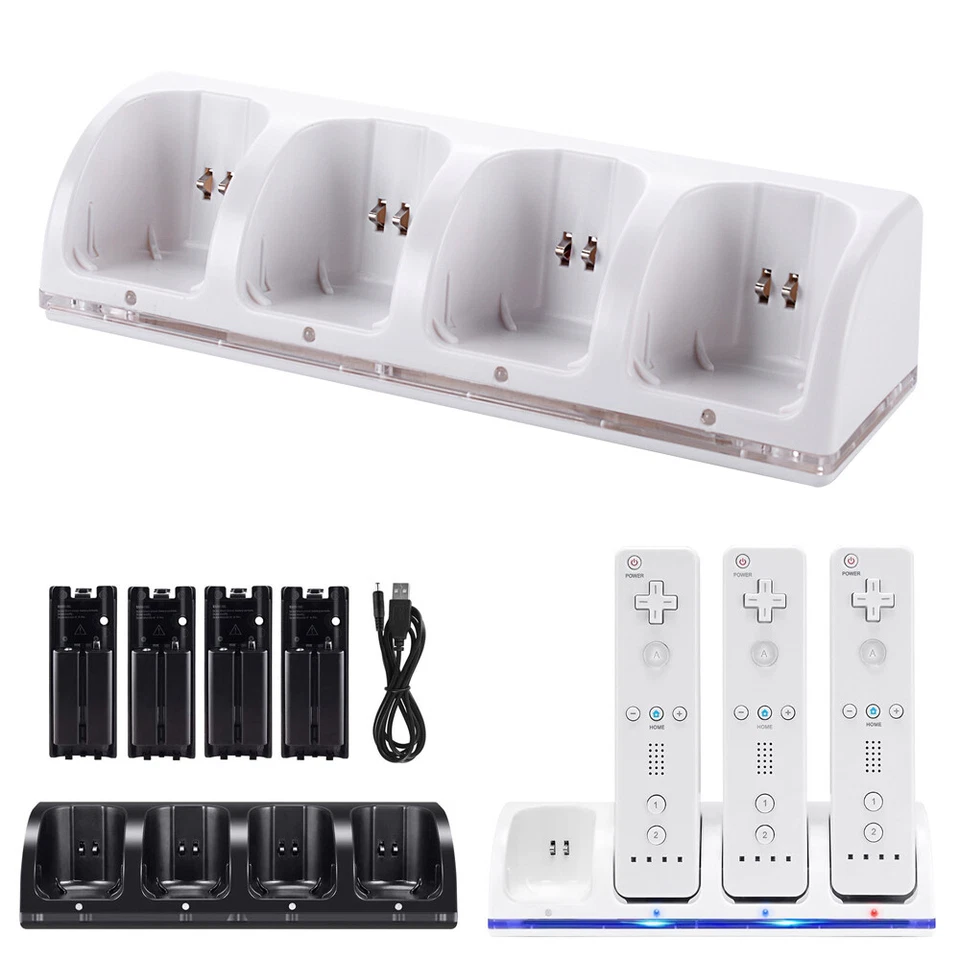Für Wii Controller Ladestation Aufladestation mit 4x 2800mAh Akkus Ladegerät DHL - Bild 1 von 4